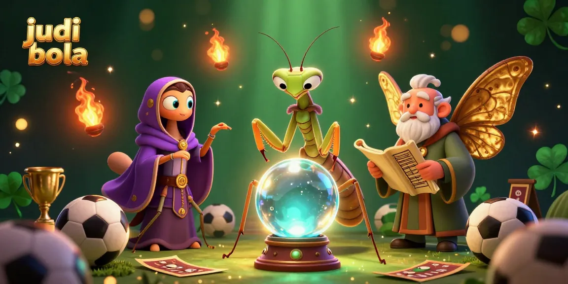 Engage in judi bola with sports betting excitement featuring a dynamic scene of fortune teller characters.