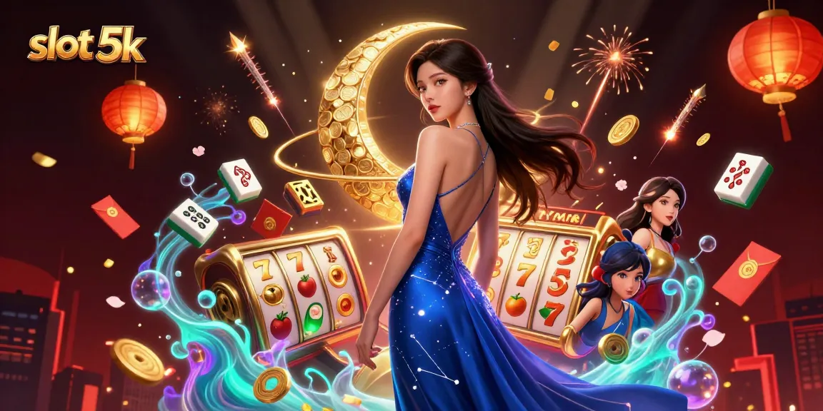 Play slot 5k with big wins in this vibrant casino-themed artwork.