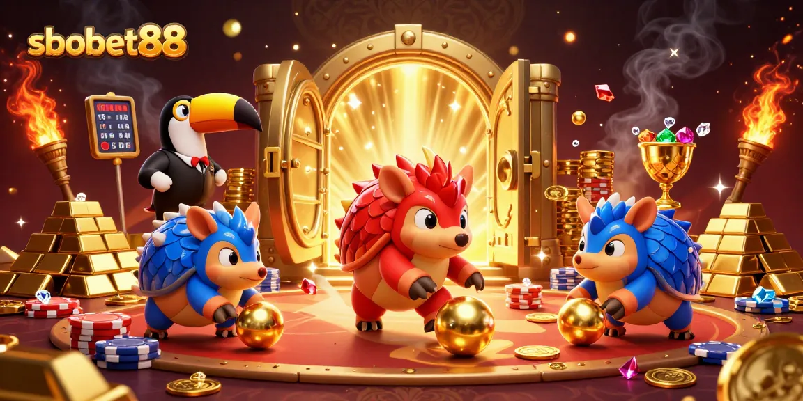 Experience thrilling action at sbobet88 with rival pangolins bowling through poker chips in a vibrant casino