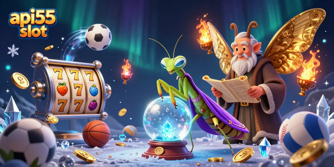 Spin the api55 slot reels filled with lucky symbols and golden coins in this vibrant illustration.