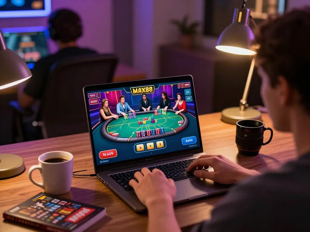 Engaging gameplay on Max88's online poker table showcasing strategic moves.
