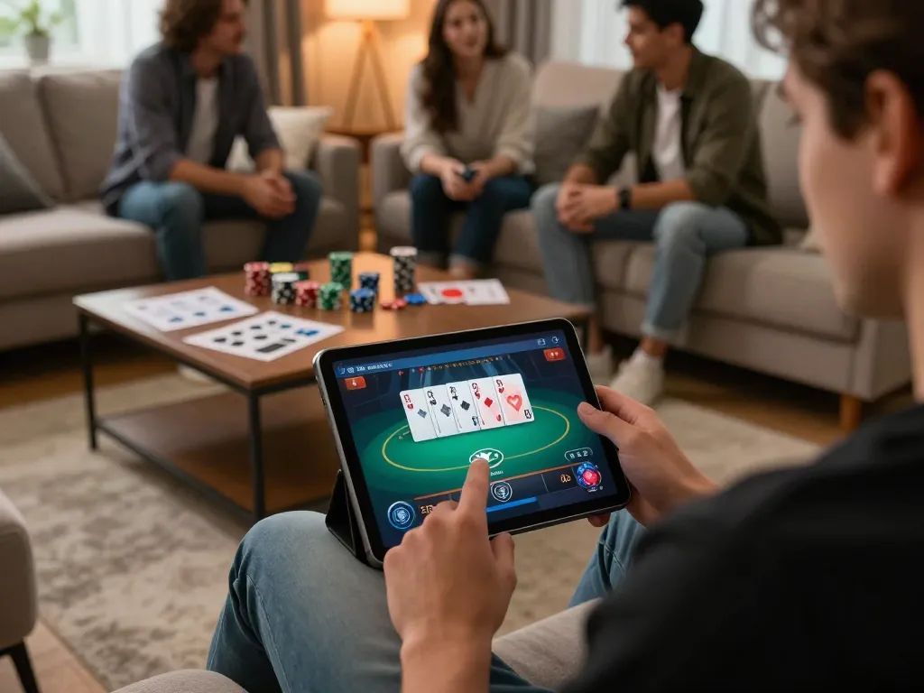 Engaging online poker gaming at https://rr88.select/ with cozy home atmosphere and strategic planning.