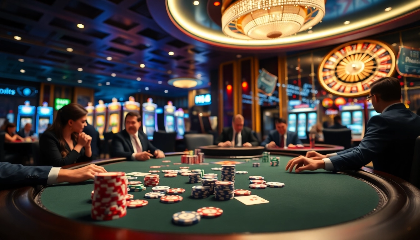 Engaged players at PG88 poker table with vibrant chips and illuminated cards.