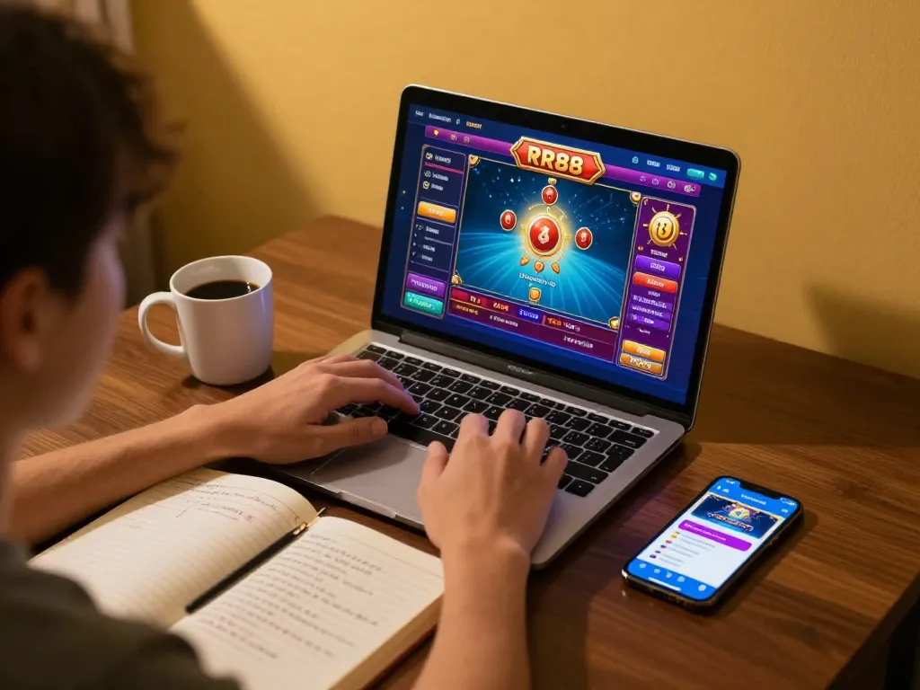 Experience online gambling at https://rr88co.net/ with a cozy setup featuring gaming strategies and mobile app interface.