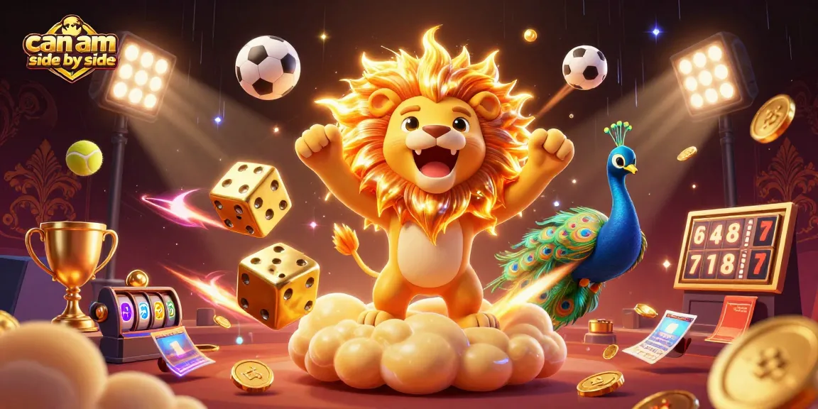 Engage in the excitement of can am side by side as golden dice and vibrant sports elements create a dynamic gaming atmosphere.