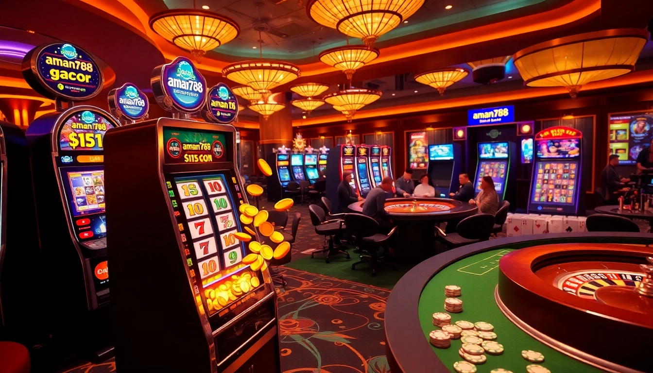 Memenangkan besar di aman788 slot gacor dengan mesin slot yang menarik dan suasana kasino yang cerah.