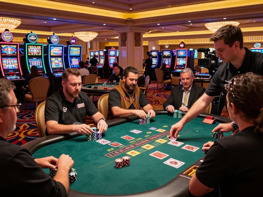 Experience the excitement of mb66 blackjack as players engage in strategic gameplay at a Vegas casino