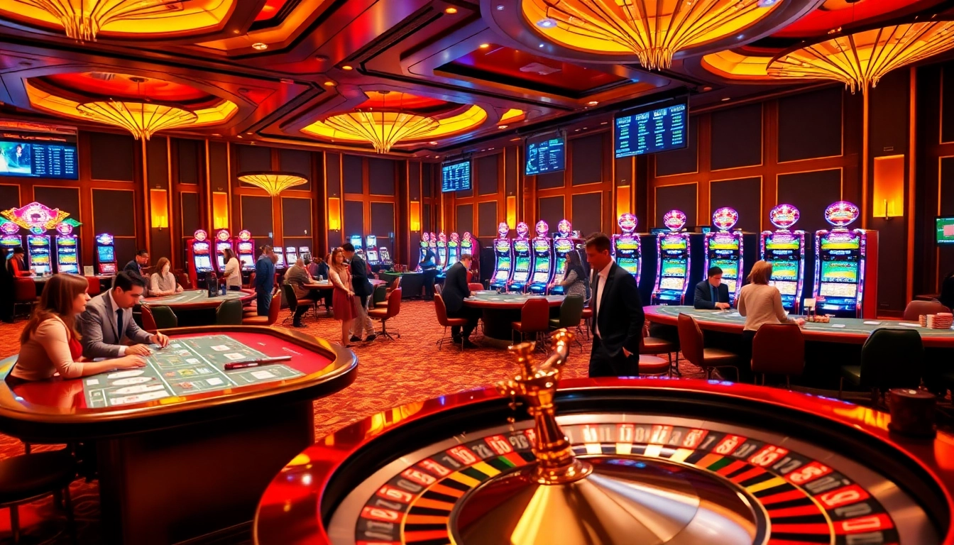 Experience the thrill of gaming on the trang chủ 8kbet casino floor with vibrant slot machines and poker tables.