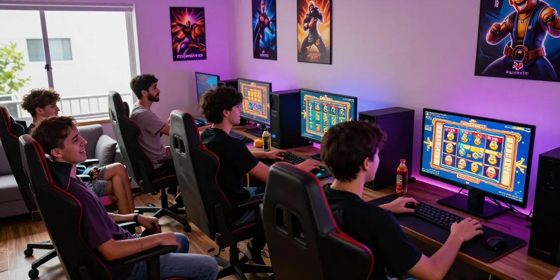 Players enjoying pajaktoto slot games in a vibrant home gaming setup.