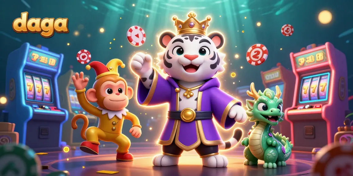 Join the adventure at daga with vibrant characters in a lively 3D casino world.