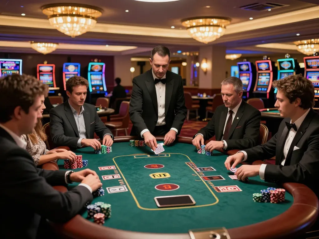 Players engaging in a strategic game of blackjack at a luxury casino table with tx88 displayed prominently.