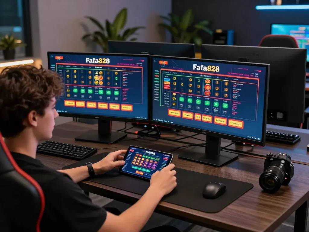 Experience strategic gaming on the Fafa828 platform through a modern gaming setup