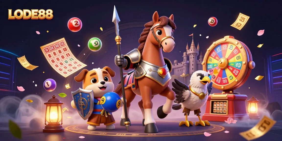 Join the excitement at LODE88 as knights and pets celebrate with lottery fun!