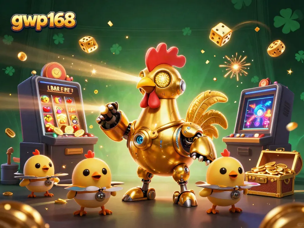 Mainkan slot dan raih jackpot dengan GWP168 melalui robot ayam emas yang futuristik.