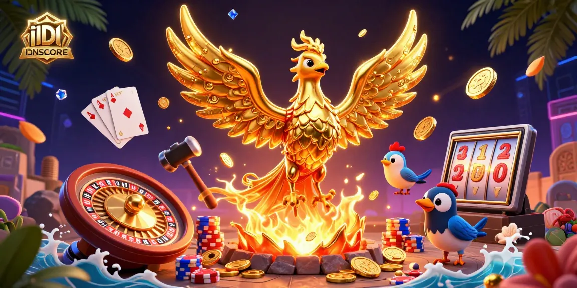Spin and win at IDNSCORE's casino with vibrant gaming elements and golden rewards