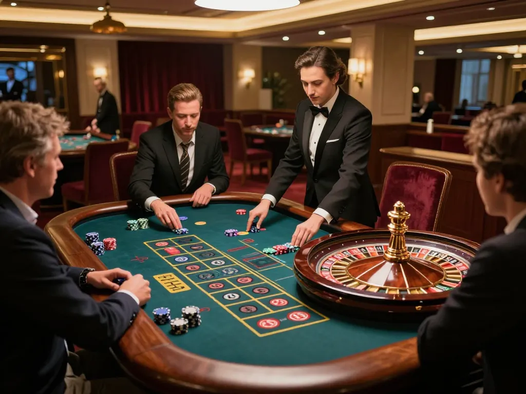 SC 88 roulette game scene with players placing bets at a luxurious casino table.