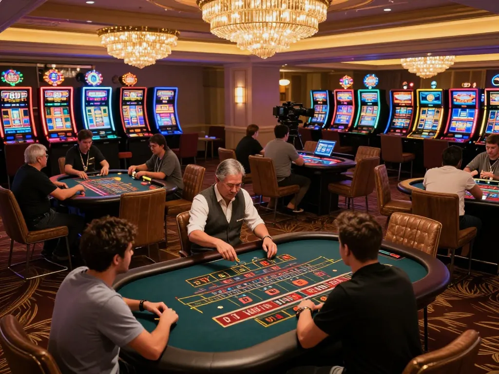 Players experience the thrill of live gaming at 789P casino, engaging at roulette and blackjack tables.