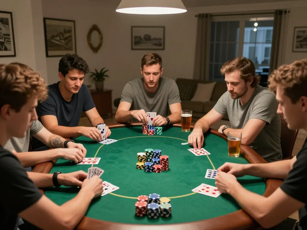 Players enjoying strategic gameplay at non gamstop casinos during a lively home poker night