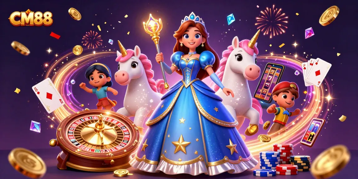 Experience CM88's vibrant gaming universe with rich casino elements and stunning graphics.