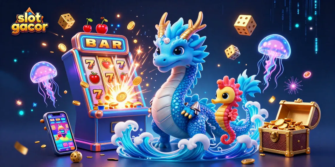 Experience slot gacor excitement with vibrant ocean-themed casino illustration packed with jackpots and colorful game elements.
