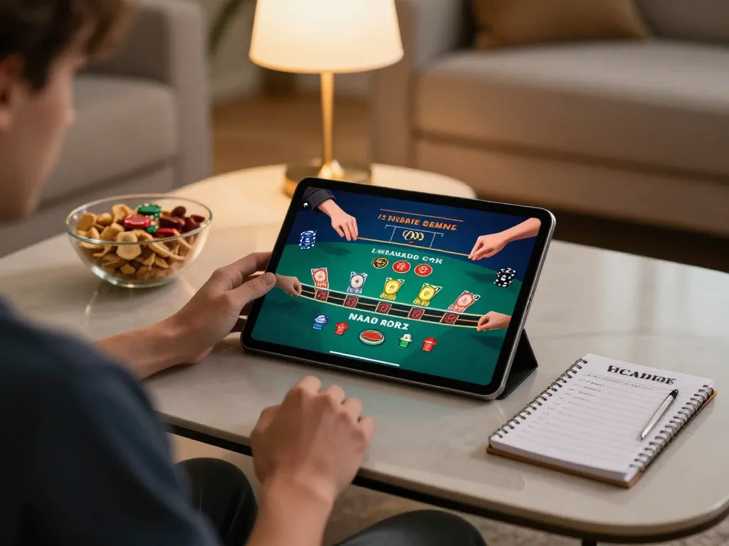Rasakan tenku-ichiba dengan permainan blackjack dealer langsung di tablet dalam suasana rumah yang nyaman.