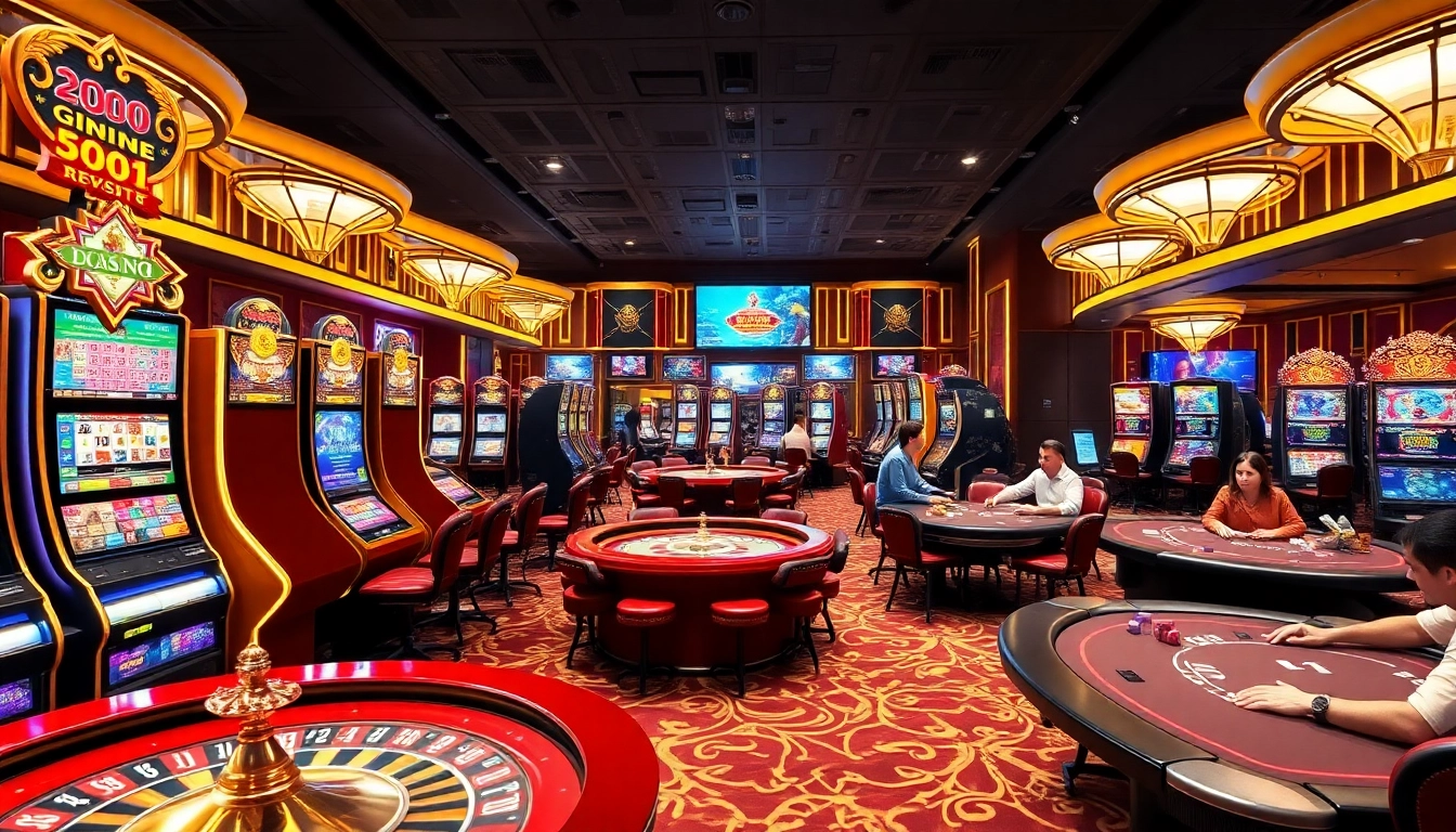 Experience the excitement of UU88 at a vibrant casino with slot machines and poker tables.