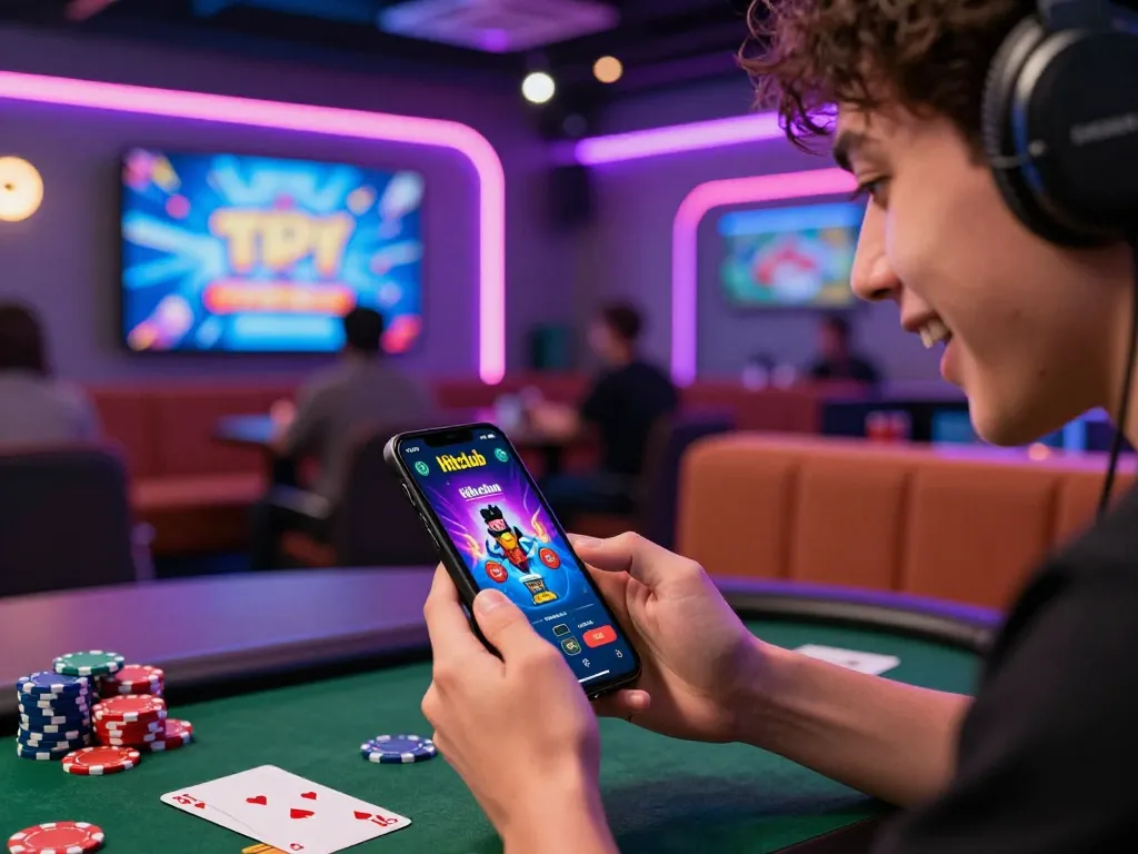 Engaging online gaming experience with Hitclub app on mobile device, showcasing vibrant neon atmosphere and playful elements.