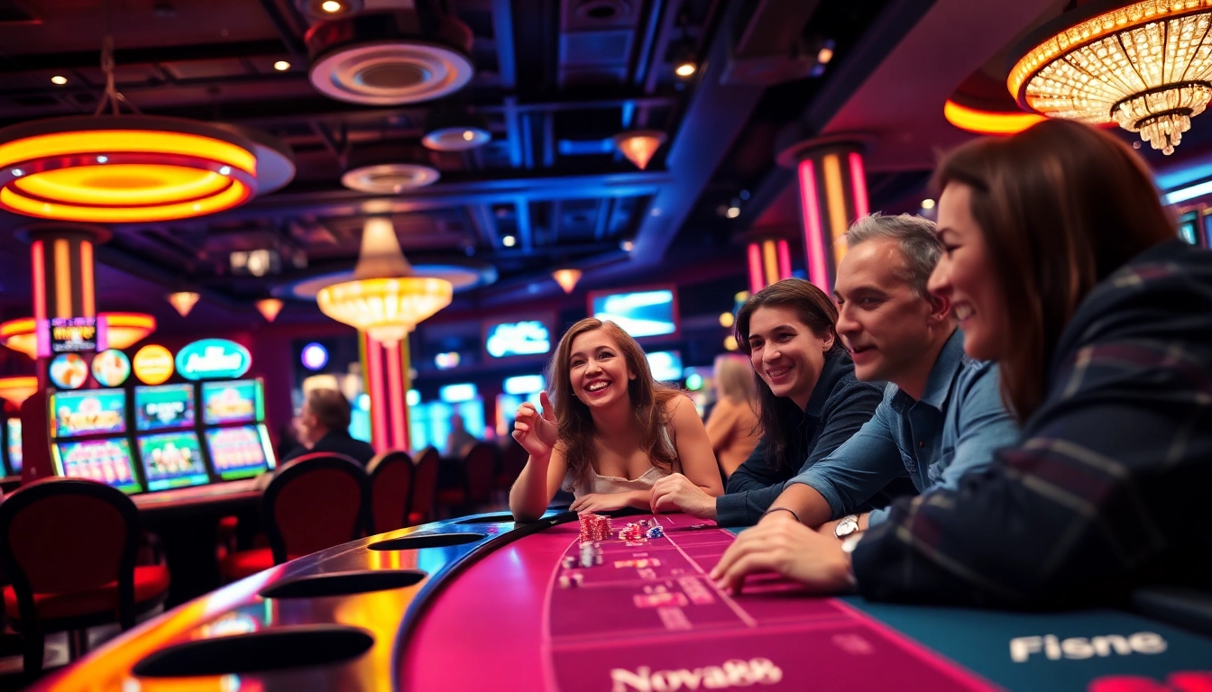 Experience thrilling Nova88 fishing games in an energetic casino setting with vibrant lights.