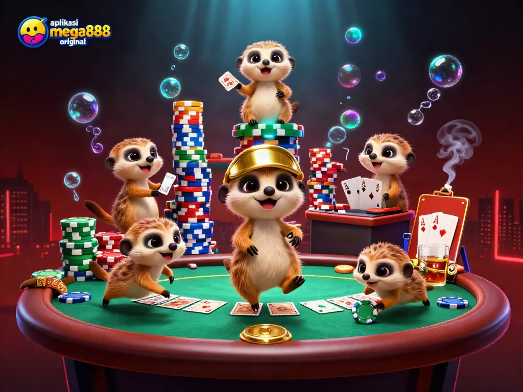 Experience the excitement of aplikasi mega888 original with meerkats running a vibrant casino operation.
