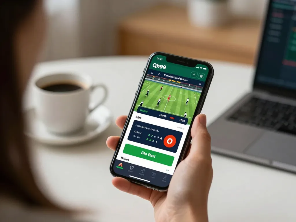 Engaging with Qh99 mobile app for live sports betting, showcasing strategic gameplay action.