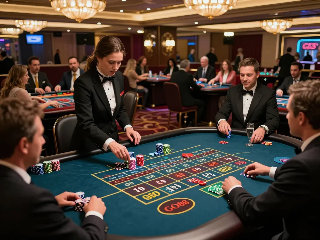 GO88 players betting strategically at a vibrant roulette table in a dynamic casino atmosphere.
