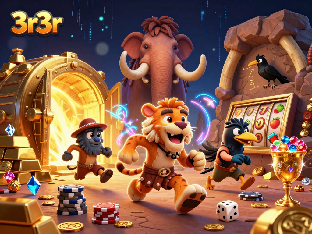 Experience thrilling gameplay in 3r3r casino with engaging characters and vibrant treasures.