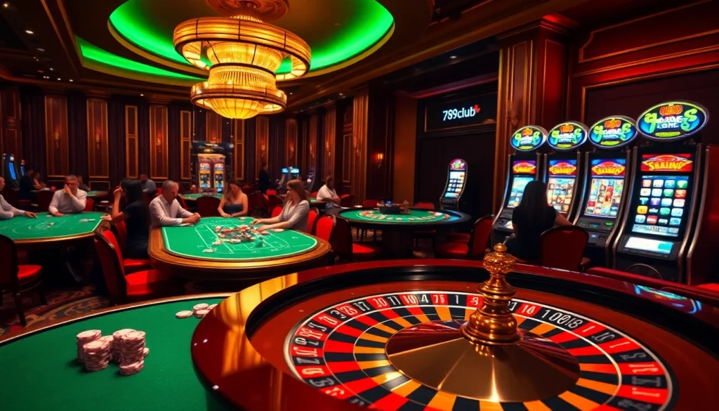 Players enjoying intense poker action at the luxurious 789club casino.