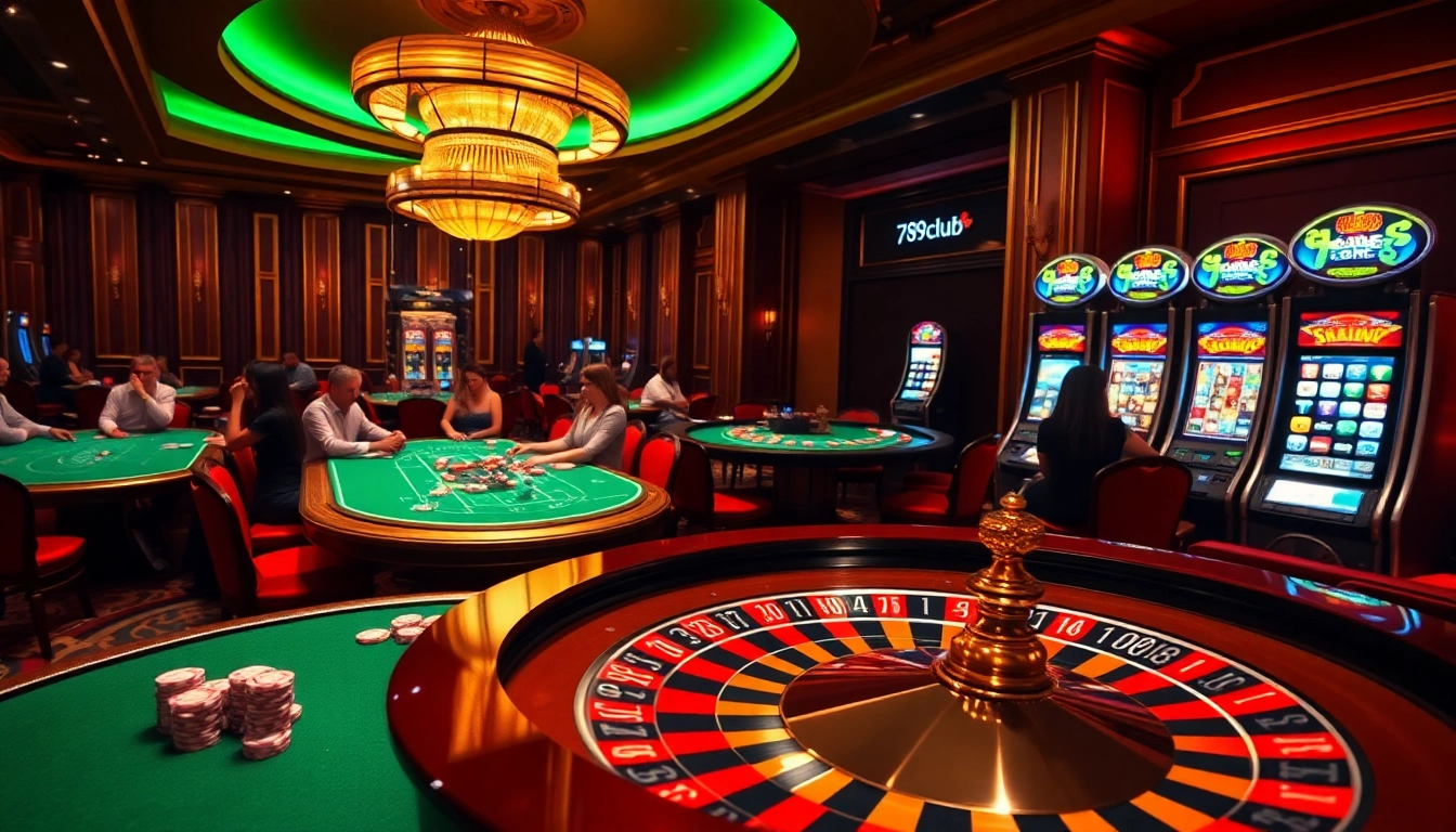 Players enjoying intense poker action at the luxurious 789club casino.