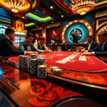 KJC branding shines in an upscale poker scene, highlighting thrilling gameplay and elite ambiance.