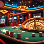 Players enjoying king88 gaming experience with vibrant casino tables, roulette, and slot machines.