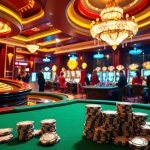 Dynamic scene of high-stakes casino gaming with HB88 poker chips and roulette wheel.