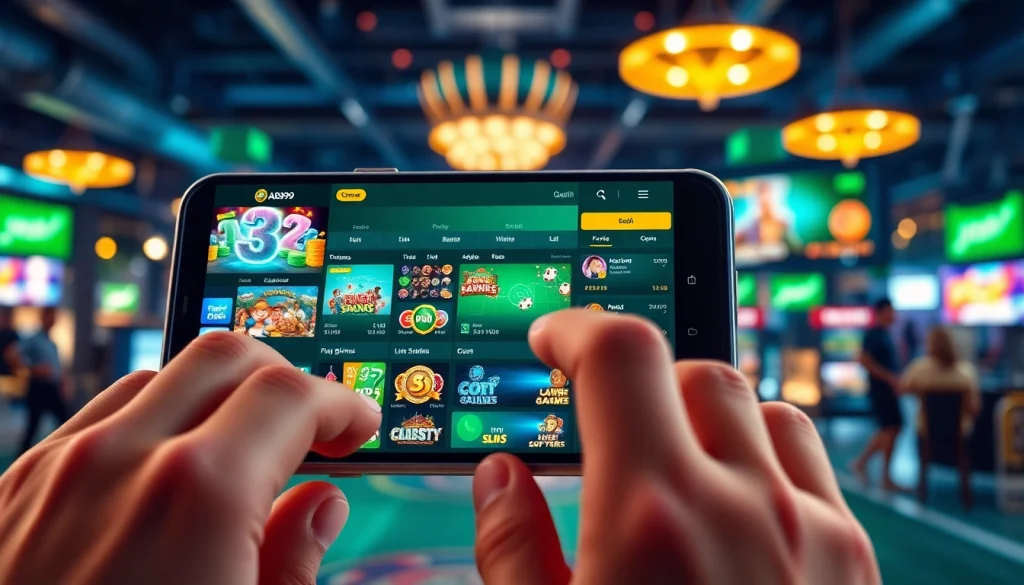 ABC999 engaging online betting platform showcasing diverse gaming options in a modern digital interface.