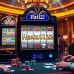 Berinteraksi dengan mesin slot Ratu123 yang berwarna-warni, menampilkan momen kemenangan yang mendebarkan dalam lingkungan kasino profesional.