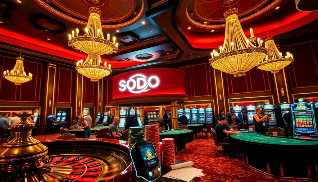 Engaged players enjoying games at SODO Casino, showcasing a vibrant gambling atmosphere.