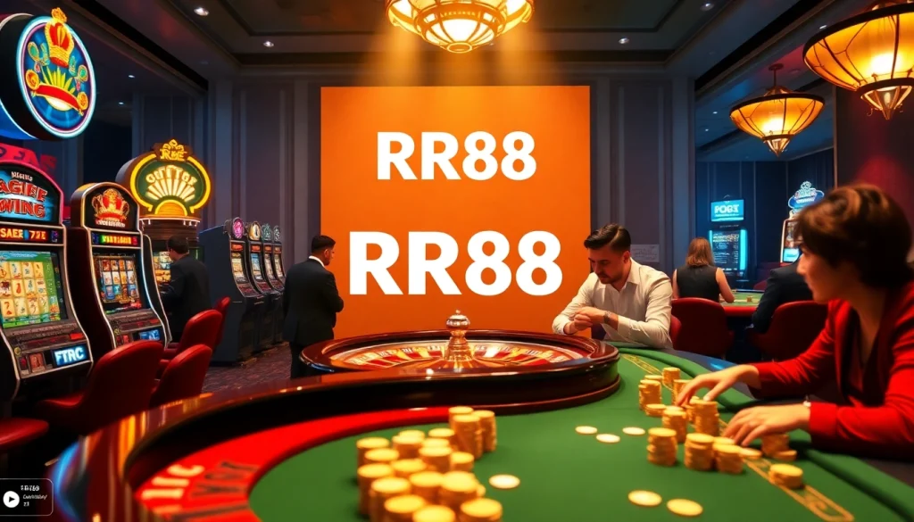 Experience the thrill of RR88 online gambling with exciting game action at a vibrant casino setting.