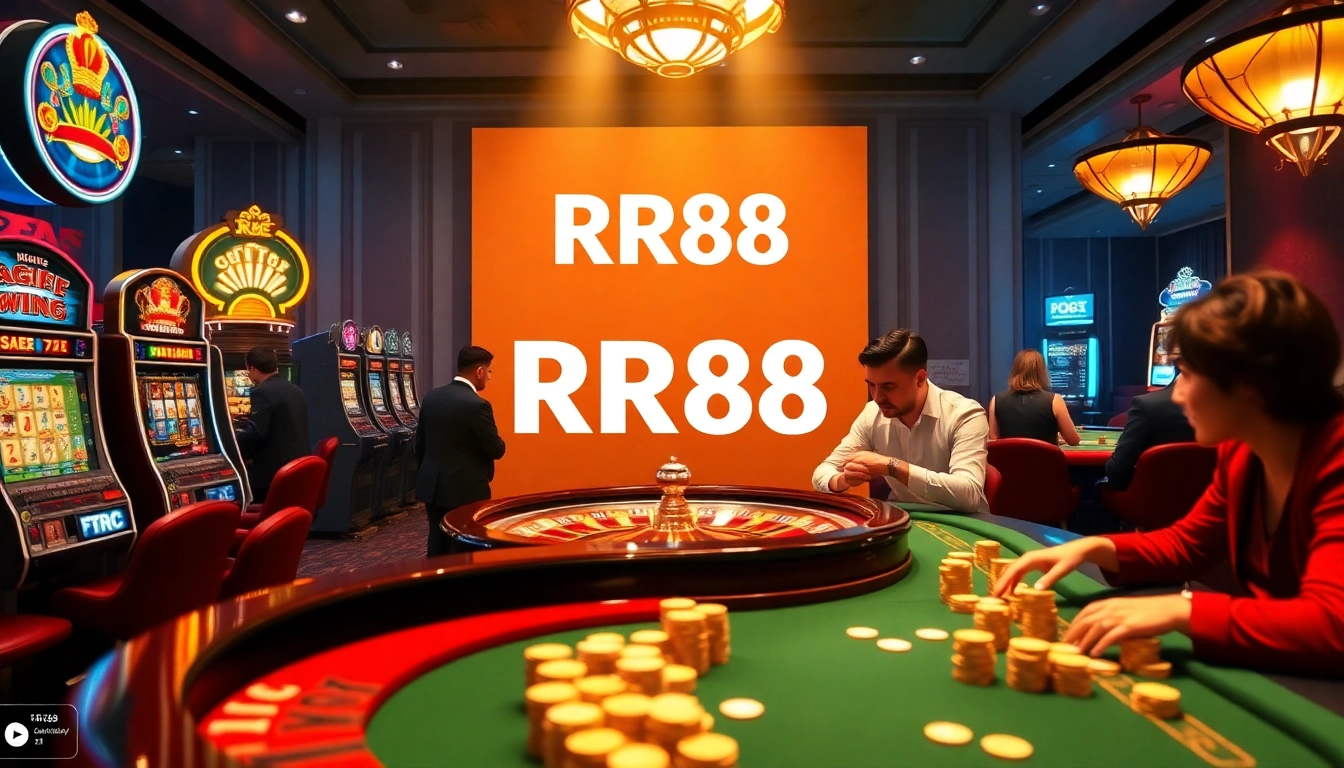 Experience the thrill of RR88 online gambling with exciting game action at a vibrant casino setting.