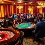 33win players immersed in an exciting casino environment with roulette and poker games.