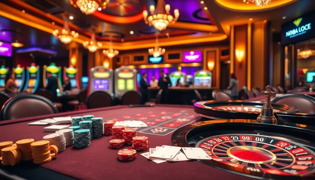 Experience the excitement of online gambling at https://nk88.sa.com/ with vibrant tables, chips, and roulette.