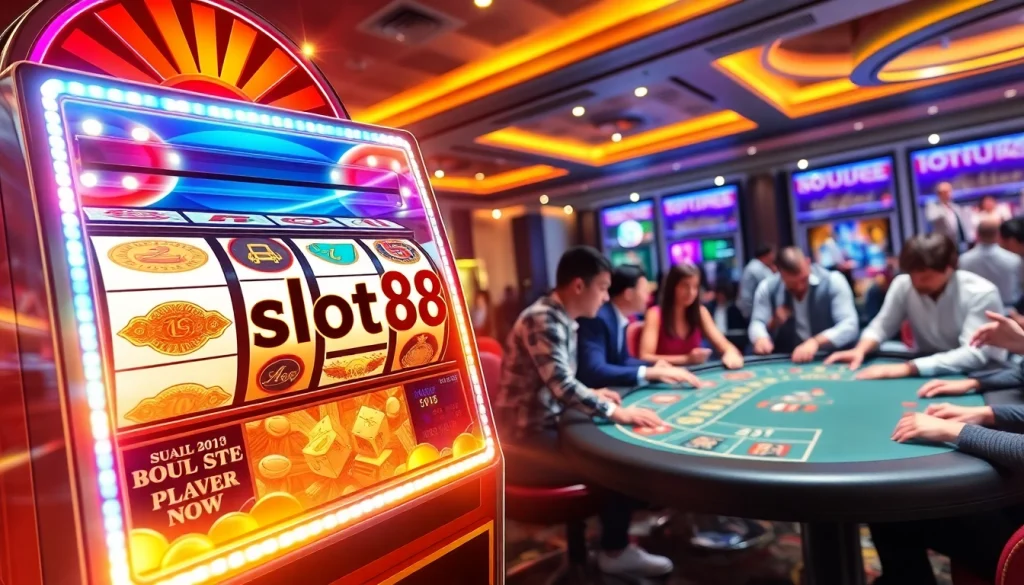 Experience the thrill of slot88 with vibrant slot machines and a lively casino atmosphere.