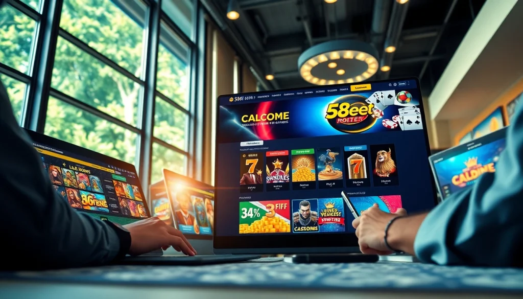 Exciting online gaming scene showcasing 58ee's user-friendly interface and diverse casino games.