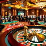 Experience the thrill of SODO CASINO with players enjoying poker and vibrant slot machines in a luxurious setting.