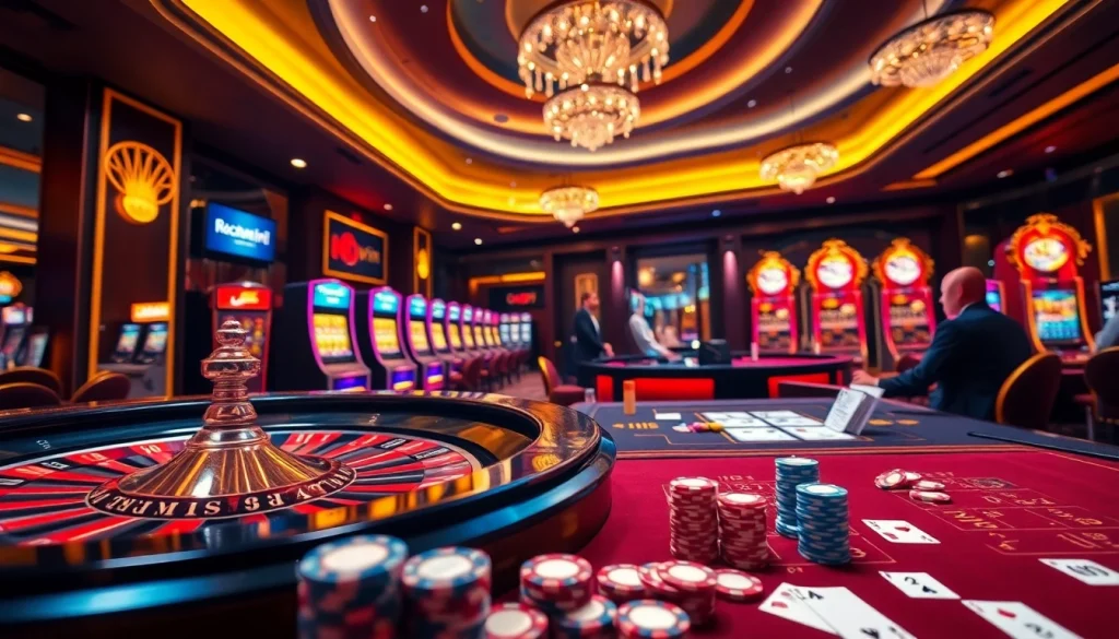 33win players enjoying a competitive game at a luxurious casino table with vibrant visuals.