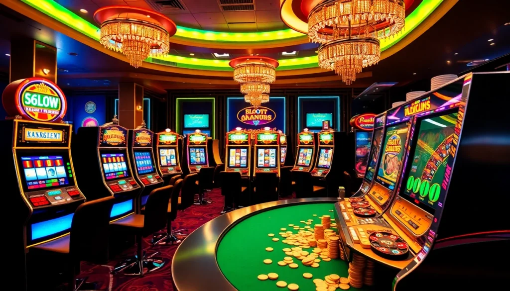 Engaging visuals of a slot demo experience highlighting vibrant machines and thrilling gameplay.