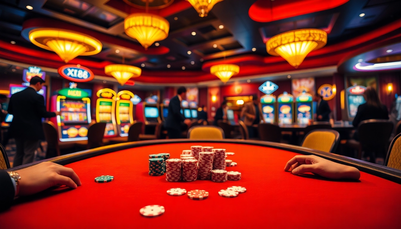 Experience excitement at XX88 with luxury poker tables and vibrant casino games.